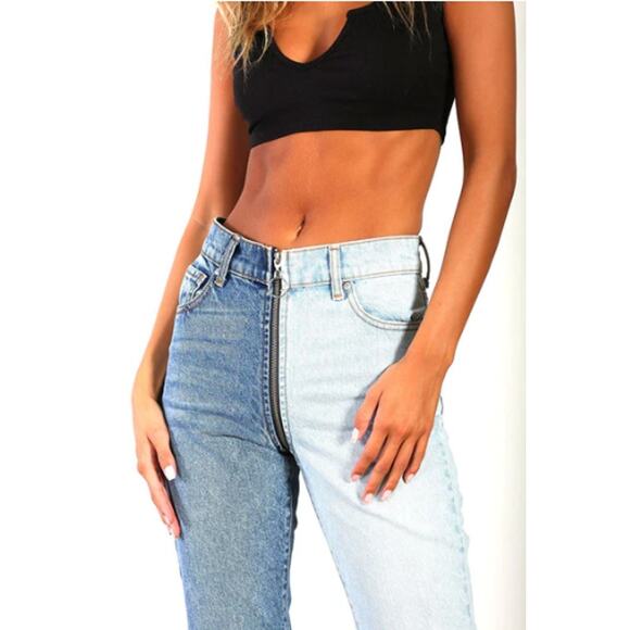 Revice Yin Yang Crop Two Tone High Rise Denim Jeans in Tokyo Wash - Picture 16 of 16